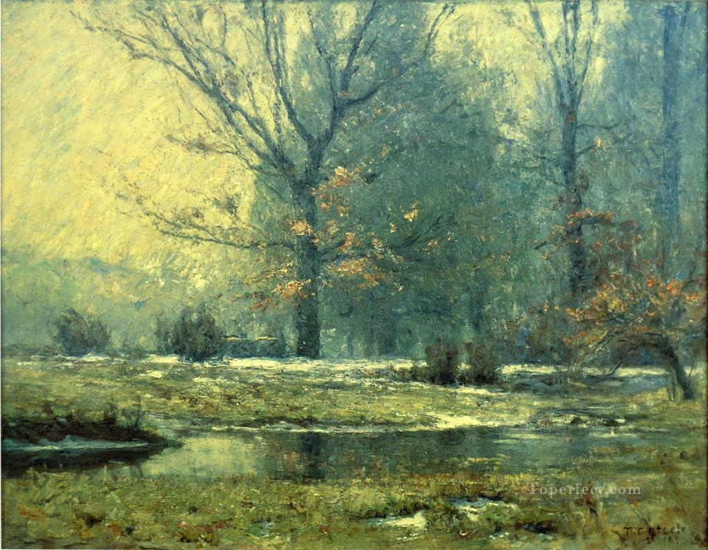 Creek in Winter Impressionist Indiana landscapes Theodore Clement Steele Oil Paintings